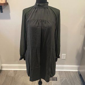 Reiss Dark Green dress with sheer long sleeves